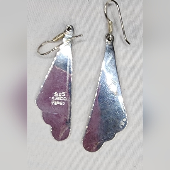 Vintage Mexico Sterling silver and turquoise inlay dangle earrings - Picture 6 of 9